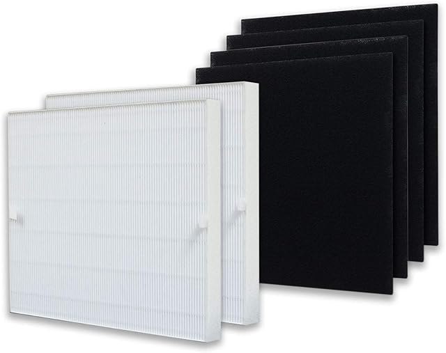 PUREBURG Replacement Filter Set Compatible with Coway AP-1512HH AP-1518 & AIRMEGA 200M Mighty Air Purifiers,2-Pack H13 HEPA + 4 x Activated Carbon Pre-Filter Air Clean VOCs Odor