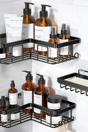 YASONIC Stainless Steel Corner Shower Caddy Wall Mounted Black 3-Pack