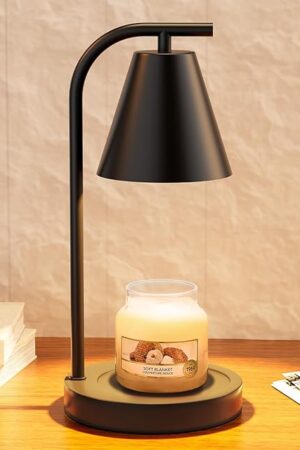 Black Candle Warmer, Candle Warmer Lamp with Timer, Electric Candle Lamp Warmer for Scented Wax with 2 Bulbs, House Warming Gifts New Home&Gifts for Women, Candle Lamp for Jar Candles