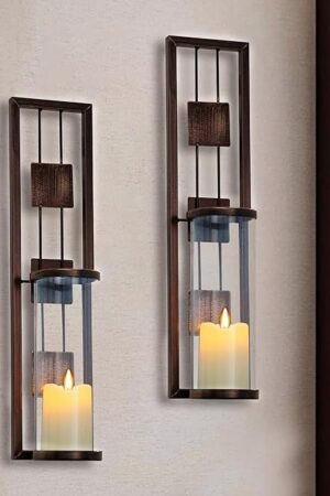 Wall Sconce Candle Holder Metal Wall Decorations for Living Room, Bathroom, Dining Room, Set of 2
