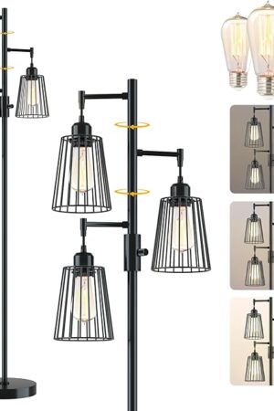 COFF Industrial Floor Lamp Bright 3-Light Matte Black