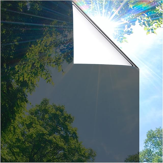 Coavas One Way Window Privacy Film, Heat & Sun Blocking Window Film See Out Not in, Static Cling Window Tint for Home, Anti UV Reflective for Bathroom Office Door (Black, 17.7 x 78.7 inches)