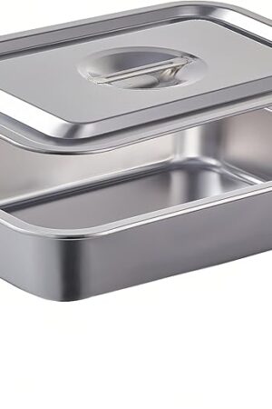 4 Inch Extra Deep Lasagna Baking Pan with Lid, 11x14.2Inch 7.4QT Large Stainless Steel Nonstick Lasagna Baking Roasting Pans Casserole Dishes for Oven with Lids(M, 1 Pack)