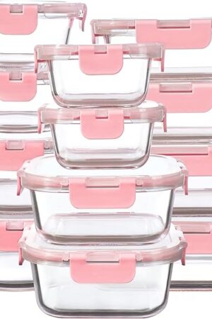 12 Pack Glass Storage Containers with Lids, Leak-Proof Meal Prep Containers, Dishwasher/Microwave/Oven/Freezer Safe Glass Food Storage Containers for Leftovers, to Go