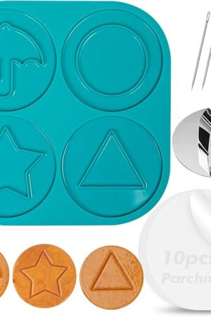 Webake Dalgona Squid Sugar Candy Game Making Kit, Silicone Korean Dalgona Cookie Mold Shaped with Umbrella, Triangle, Star, Round, A Surprising Choice for Party Game Supplies