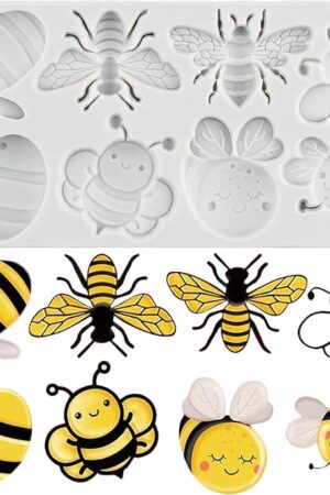 Bumble Bee Silicone Mold Bee Fondant Molds Bees Chocolate Mold For Sugar Cake Decorating Cupcake Topper Candy Gum Paste Polymer Clay