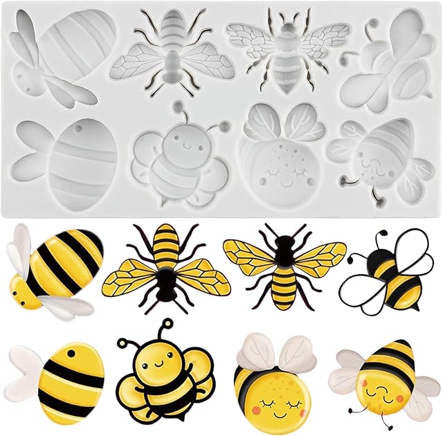 Bumble Bee Silicone Mold Bee Fondant Molds Bees Chocolate Mold For Sugar Cake Decorating Cupcake Topper Candy Gum Paste Polymer Clay