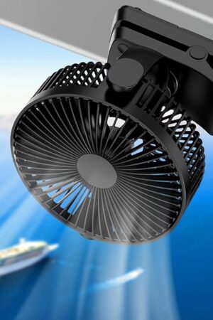 8-inch Magnetic Cruise Ship Approved Fan, 12000mAh Battery Operated Clip on Fan with 5 Speeds, LED Lantern, Timer, Magnetically Sticks on Cabin Ceilings and Walls - Not Suitable for Golf Carts