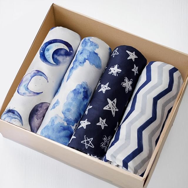 4 Pack Bassinet Fitted Sheets for Baby Boys, Neutral Unisex Travel Bassinet Sheets