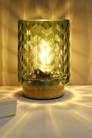 Battery Operated Small Table Lamp with Timer, Wave Design for Mom