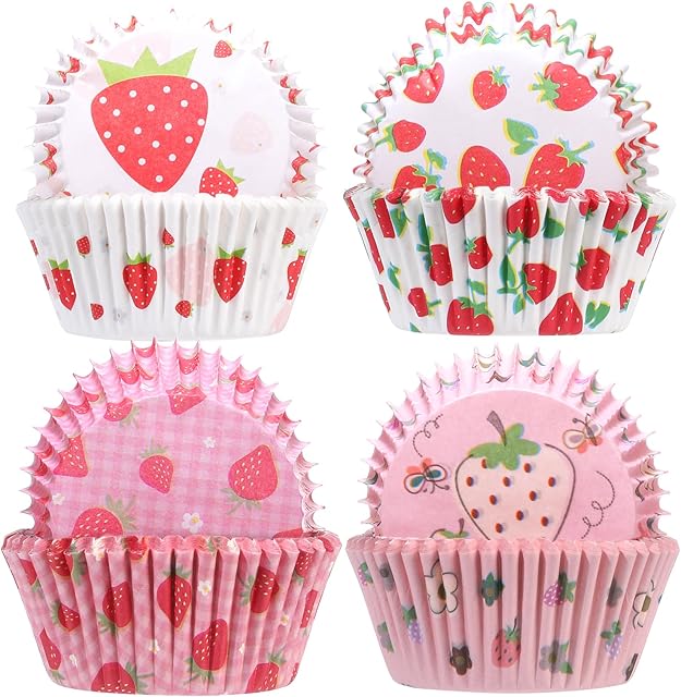 Cupcake Liners for Baking, 100Pcs Strawberry Cupcake Liners Standard Size 2 Inch Muffin Liners Disposable Cupcake Holders Baking Cups Cupcake Wrapper for Wedding Birthday Party Favor,1 Box
