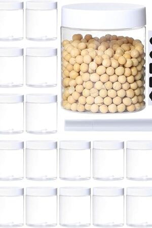 24Pack 8oz Plastic Jar Storage Container with White Lids Airtight Clear Wide-mouth Slime Storage Jars for Cosmetic Cream Light Clay