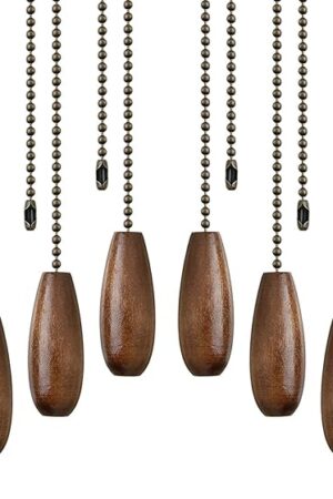8 Pieces Ceiling Fan Pull Chains Extender Wooden Pendant Pull Chain Extension for Ceiling Light Lamp Fan(Walnut Color)