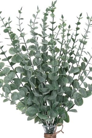 CEWOR 24pcs Eucalyptus Stems Artificial Eucalyptus Leaves Fake Greenery Branches Fake Flowers for Wedding Centerpiece Spring Easter Farmhouse Home Decoration