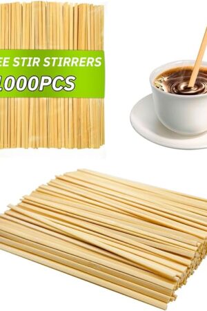1000PCS Coffee Stirrers Bamboo Coffee Stir Sticks Disposable Hot Drink Beverage Stirring Swizzle Stir Sticks For Coffee Milk Juice Cocktail Chocolate For Party Bar 5.5 Inch Square