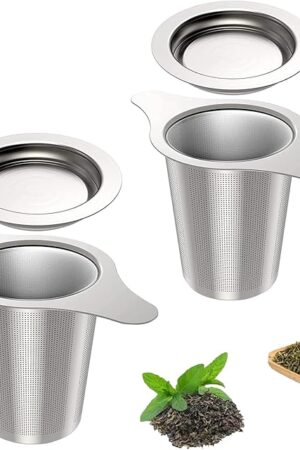2pcs Stainless Steel Fine Mesh Tea Strainer Infuser - Large Capacity, Double Handles, Perfect for Loose Leaf Tea, Coffee Steeping in Cups and Teapots