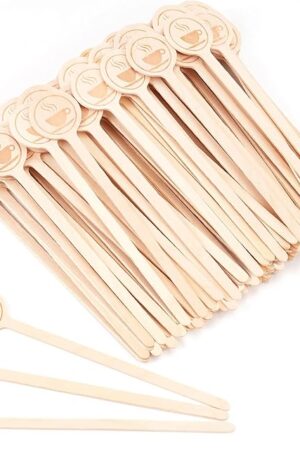 100Pcs Coffee Stirrers-5.9 Inch Natural Wooden Stir Sticks with Round Ends, Disposable Biodegradable Cafe Grade Coffee Stir Sticks Wood Beverage Mixer for Coffee Cocktails Milk Tea