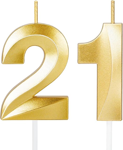 21st Birthday Candles,21st Birthday Decorations Cake Topper for Her Him Men Party Favors