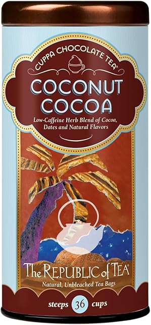 The Republic of Tea – Coconut Cocoa Cuppa Chocolate Tea Bags, Low-Caffeine, 36 Servings