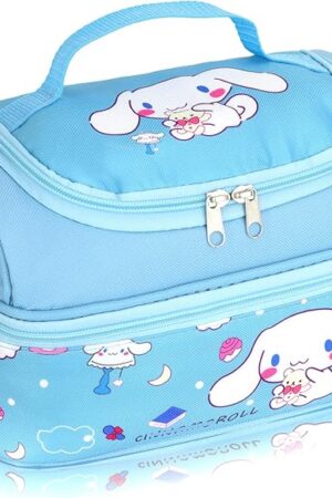 Cartoon Lunch Bag for Woman Man Leakproof Lunch Box Large Compartment Tote Lunch Container for Work Travel Blue