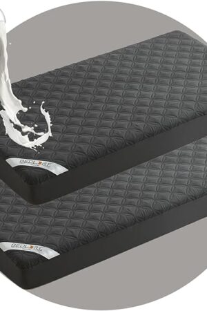 BEDLORE Waterproof Mattress Protector Crib, 2 Pack Soft Gray Mattress Pad, Noiseless Machine Washable Mattress Cover, Ultimate Protection for Your Baby's Crib Toddler Bed (52''x28'')