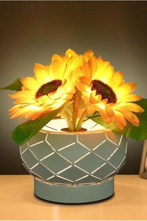 Cordless Sunflowers Table Lamp, Dimmable LED Touch Beside Lamp with Rechargeable Battery Operated, Small Night Light Lamps for Room Home Decor, Birthday Gift for Women Mom