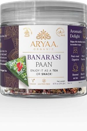 Aryaa Organic Banarasi Paan l 8.75oz (250gm) Herbal Tea & Digestive Snack | | Shredded l 100% Natural, Vegan, Gluten-Friendly | Non-GMO | Authentic Indian Delight | Perfect for Sipping or Snacking