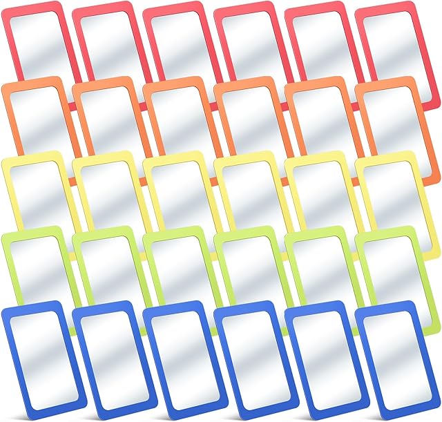 Dandat 30 Pcs Back to School Small Mirrors for Kids Toddler Child Safe Shatter Proof 6 x 4 Inch Unbreakable Classroom Mirror for Craft Bulk in Preschool Nursery Daycare Spa Party (Warm Color)