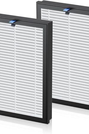 Air Purifier Replacement Filter Compatible with K1, 3 Stage HEPA Filters, Washable Pre-Filter, 2 Pack, White