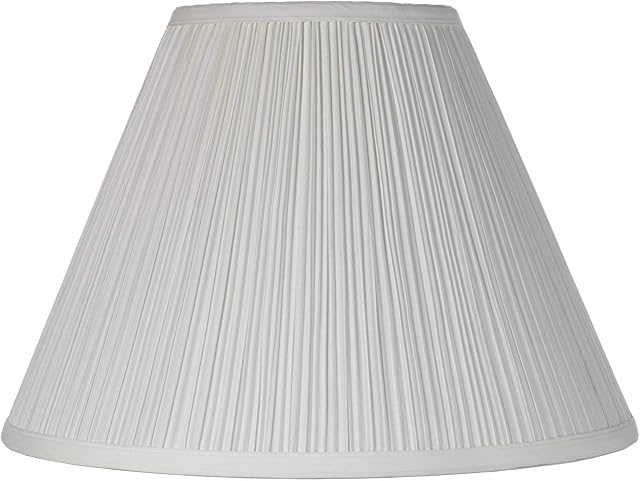 6 1/2" Top x 15" Bottom x 10 1/2" High x 11" Slant Lamp Shade Replacement Large White Empire Mushroom Round Traditional Linen Pleated Spider Harp Finial - Springcrest