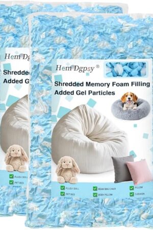 Bean Bag Filler,10lbs Shredded Memory Foam Filling, Added Gel Particles, Very Soft for Bean Bag, Couch Cushion, Dog Bed, Pillows and Art Crafts
