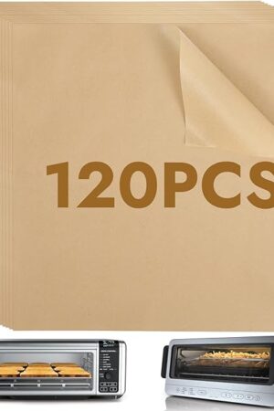 BYKITCHEN 12 Inch Air Fryer Parchment Paper for Ninja Air Fryer SP151 SP351 SP101 SP201 SP301, 120PCS Airfryer Disposable Liners for Ninja Foodi Airfryer Combo, Flip Up Toaster Oven Accessories
