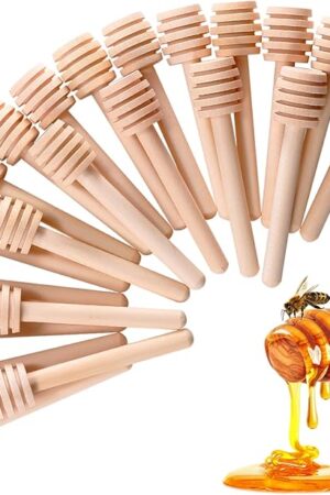 25 Pcs Honey Sticks Dipper, 3 inch Mini Wooden Honeycomb Stick, Small Honey Spoons Stirrer Stick for Honey Jar Dispense Drizzle Honey and Wedding Party Favors Gift