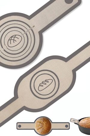 2Pcs Silicone Bread Sling Oval And Round For Dutch Oven, Non-Stick Easy-Clean Reusable Silicone Baking Mat With Long Handles Sourdough Bread Baking Mat Tools Supplier Liner, Gray