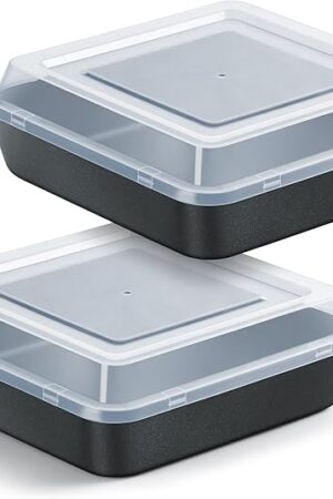 E-far 8x8 Inch Square Baking Pan with Lid Set, Nonstick Square Cake Pans Metal Bakeware for Oven Cooking Lasagna Brownies, Stainless Steel Core & Easy Release, 4 Pieces(2 Pans+2 Covers)