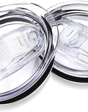 20oz Skinny Tumbler Replacement Lids 2 Pack,Spill Proof Splash Resistant Silicone Sliding Covers,Straw Friendly, BPA Free