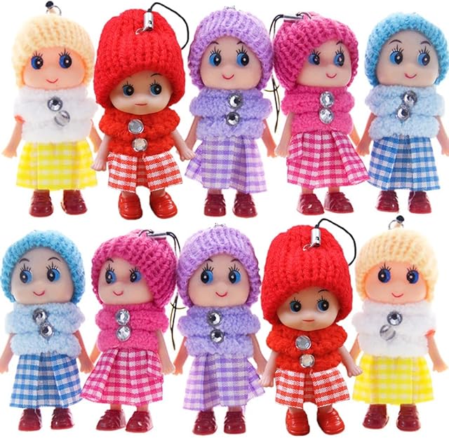 The 8 pcs Tiny Dolls Silicone Princess Mini Doll for Girls DIY Miniature Dollhouse Kit with Miniature Clothes, Decoration Little Dolls Christmas Festival Reborn Baby Stuff Gift & Bag Accessories
