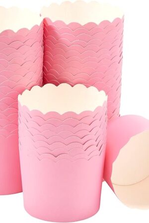 DecoPac Sachet Pink Scalloped Baking Cups, Pack of 50, Perfect For Delicious Cupcakes, Delicate Scalloped Edge, 50 Oven Safe Cupcake Cases,50 Count(Pack of 1)