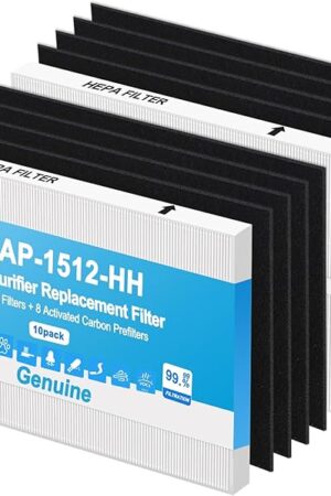 AP-1512HH Air Purifier Replacement Filter Set for Coway Airmega AP-1512HH and Airmega 200M air Purifier|2 HEPA+8 Carbon Filters|Triple Filtration, 99.7% Particle Capture|Ideal for Pet/Smoke Homes