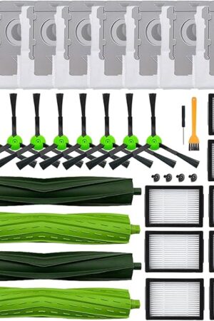 26 Pack Replacement Parts Accessories Compatible for iRobot Roomba i3 i3+ i7 i7+ i4 i6 i6+i8 i8+/Plus E5 E6 E7 J7 i5+j5+ I,E&J Series Vacuum Cleaner 2 Roller Brush & 8 Filters & 8 Side Brushes &8 bags