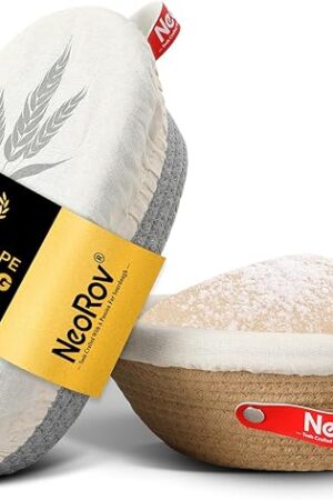 Banneton Bread Proofing Basket Set - Oval & Round Sourdough Proofing Baskets - Sourdough Proofing Bowls Bread Baking Supplies With Liner & Cloth Cover - Cotton Rope Banneton Basket for Baking