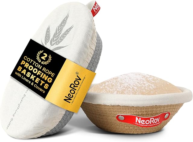 Banneton Bread Proofing Basket Set - Oval & Round Sourdough Proofing Baskets - Sourdough Proofing Bowls Bread Baking Supplies With Liner & Cloth Cover - Cotton Rope Banneton Basket for Baking