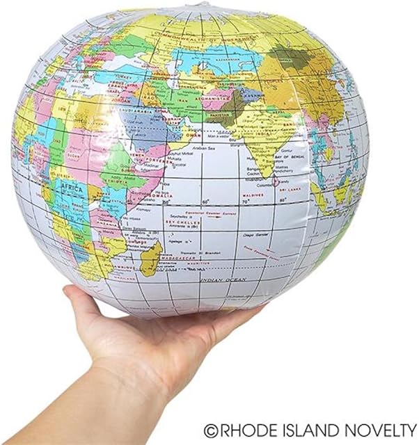 The BEACHBALLS - Dozen 16'' Inflatable Ball/Translucent Beachball Globe with Amazing Colors and Detail/Great for Beach/Pool/Birthday Parties!