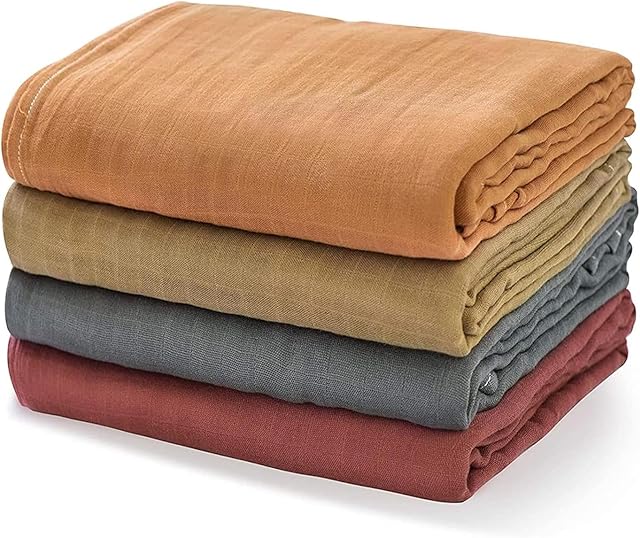 Momcozy Muslin Swaddle Blankets for Baby Boys and Girls, 4-Pack Breathable and Skin-Friendly Receiving Blanket Wrap, Baby Essentials, Registry & Gift, 47 x 47 inches