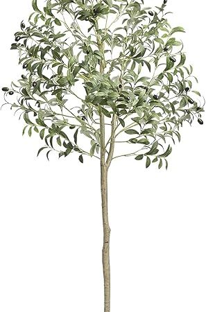 VEVOR Artificial Olive Tree, 5 FT Tall Faux Plant, Secure PE Material & Anti-Tip Tilt Protection Low-Maintenance Plant, Lifelike Green Fake Potted Tree for Home Office Warehouse Decor Indoor Outdoor