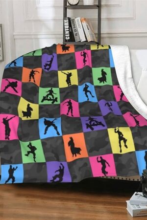 Colorful Game Blanket Soft Fleece Throw - Ideal Gamer Gift for Kids Teens and Adults - Warm, Cozy & Stylish Game-Themed Room Decor 40"x50"