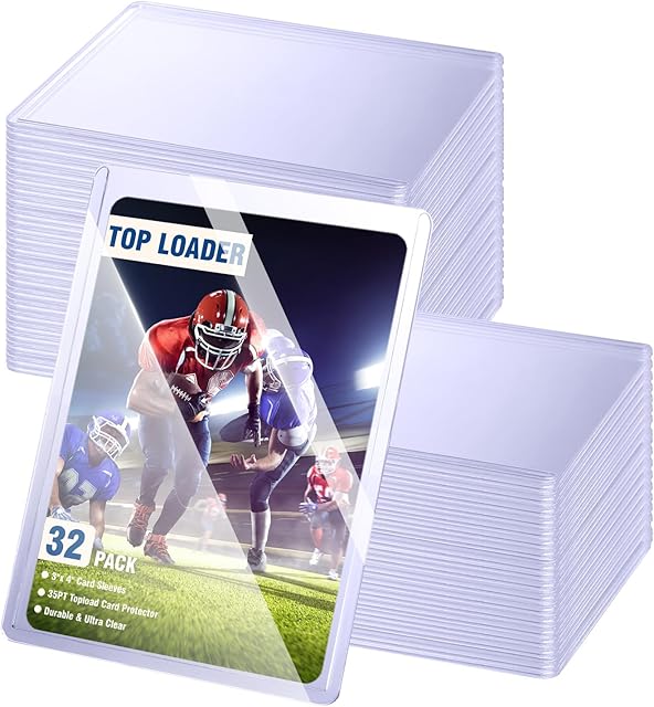 The 32ct Card Sleeves Hard Plastic, EDUDIIU 3" x 4" Top Loads for Cards, 35PT Hard Card Protectors, Rigid Toploads Hard Plastic for Yugioh, Baseball, Sports Cards