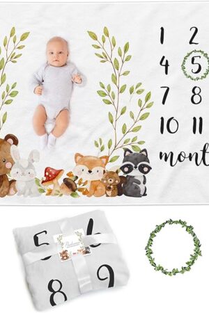 Baby Monthly Milestone Blanket Woodland Flannel Blanket