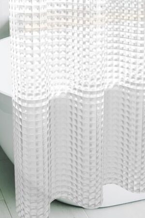 3D Crystal Clear Plastic Shower Curtain Liner, 72x72 Inch Thin Lightweight Ice Cube Plastic Bathroom Shower Showroom Inner Curtain with Rustproof Metal Grommet Holes and Weighted Magnets
