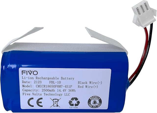 FIVO Replacement Battery for Ecovacs Deebot N79 N79S DN622 Eufy RoboVac 11, 11S, 12, 15C, 25C, 30, 30C, 35C; Vacuum Cleaners; 2600mAh, 14.8v.